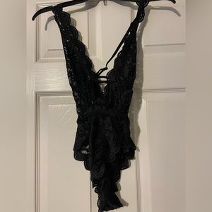 Black lingerie bodysuit